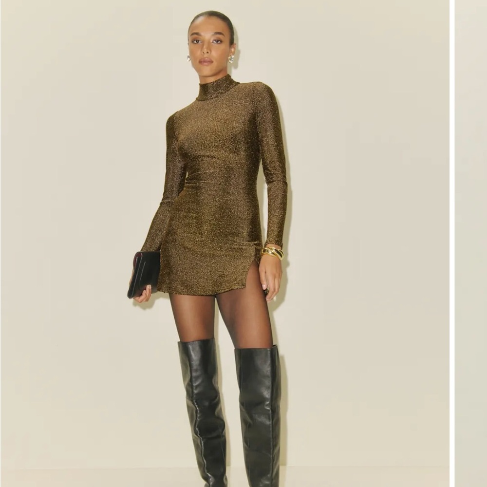 NWT Reformation Hermia Knit Dress Gold - Size XS